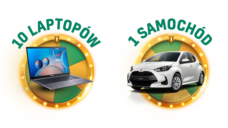 Loteria Na Okrągło - nagroda 10 laptopów i samochód
